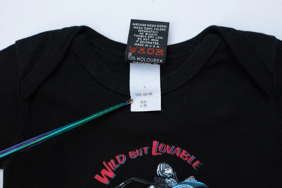 Camiseta bebé Harley-Davidson años 90 de colección 6M oso de peluche bicicleta puntada única EE. UU. 1997 Foto 4 de 4