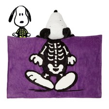 Peanuts Snoopy Halloween Blanket Wearable Hooded Skeleton Plush Throw Blanket