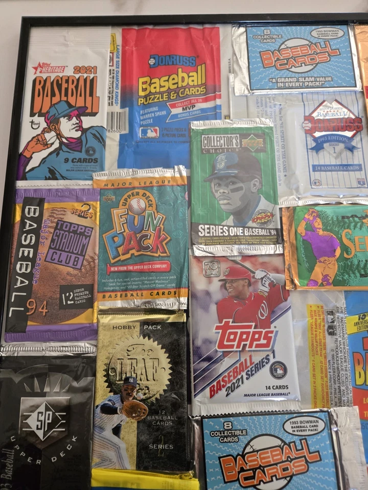 Custom Frame Empty Baseball Original Trading Card Wrappers Vintage & Modern Mix - Image 3 of 4