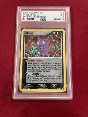 GRADED PSA 5 2006 Pokemon EX Sableye-Holo Crystal Guardians #10