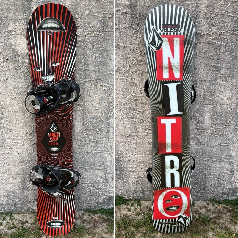 Super Rare 158cm Volcom X Nitro Beast Snowboard With Ride Bindings