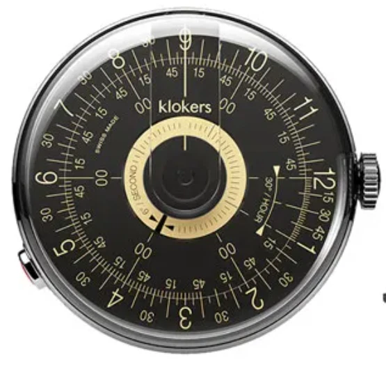 Reloj Klokers 08 años sesenta esfera negra y champán correa de cuero negro KLOK-08-D3 Foto 2 de 4