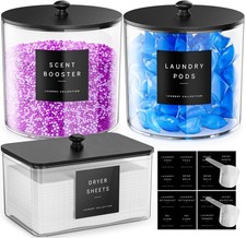 3 Pack Laundry Pods Container, Clear Laundry Room Organization Containers,Lar...