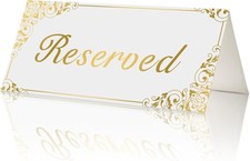 18 Pack Gold Reserved Table Signs for Wedding Party 3.6 x 8 inch, White