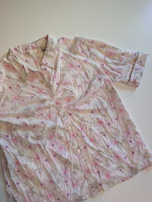 Austin Clothing Co Floral Swiss Dot Blouse XXL White Pink Purple Button Up Boho