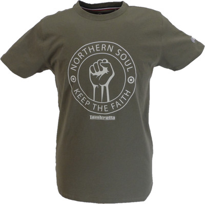 Lambretta Herren T-Shirt Khaki Grün Keep the Faith Roller Retro