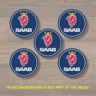 SAAB Wheel Center Cap Overlay x5, Vinyl Decal Sticker