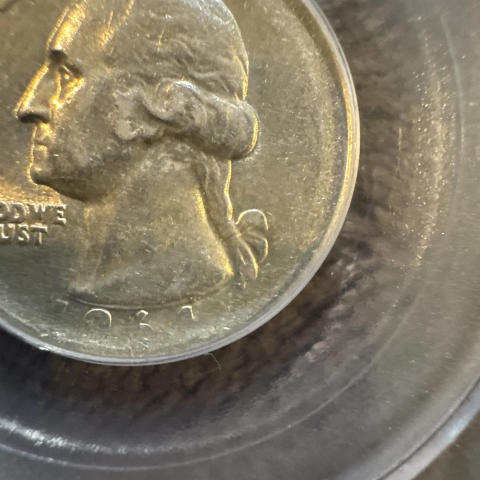 1964 25c Struck On Rolled Thin Planchet 18%LIGHT-78.7 GRS Au58 MINT ERROR COIN - Image 2 of 4