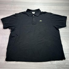 Lacoste Polo Shirt Mens Size 8 3XL Black Pique Short Sleeve Croc Logo Rugby