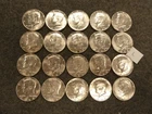 20 pc 65-70 Kennedy Half Dollar 40% Silver $10 face lot L ships FREE