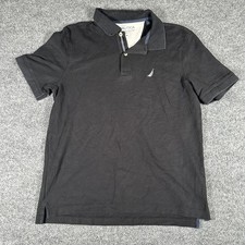 Nautica Polo Mens Size M Black Performance Deck Shirt Classic Fit Short Sleeve