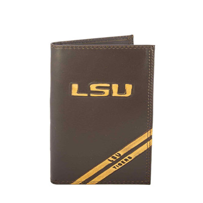 Ncaa Lsu Tigers Zep-Pro Pull-Up Leather Long Secretary Embossed Wallet Brown