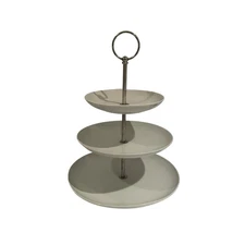 Pottery Barn 3 Tier Tidbit Desert Cookie Appetizer Serving Stand Great White EUC