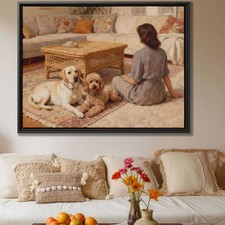 Labrador Framed Oil Painting Canvas Print Dog Art for Living Room Decor
