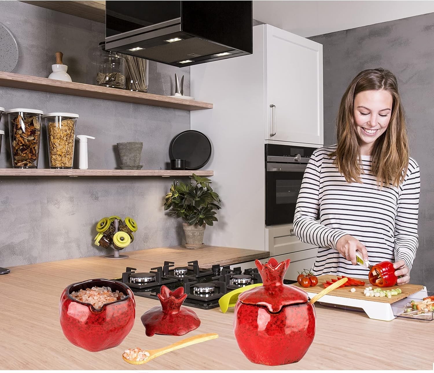 Salt Cellar Salt Box 2 PCS Salt Container Salt Pig Red Salt Bowl Salt Cellar ...