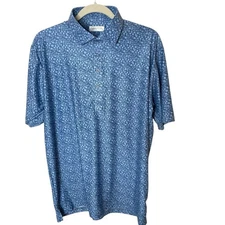 NWOT Collars & Co. Blue Botanic Haze Featherweight Relaxed Flex Polo Size Large