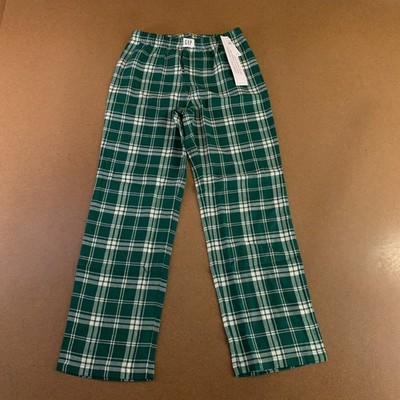 Gap Kids Boys Size 12 Green Plaid 100% Recycled Flannel Pajama Pants NWT