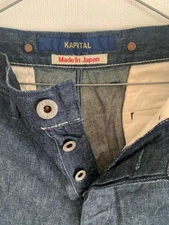 Kapital Capital Denim Wide Pants Blue Suspender Buttons Size S KL1025412