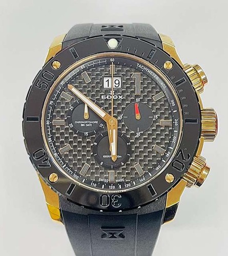Edox Chrono Offshore 1 Quartz 45mm Watch with Box & Card Used