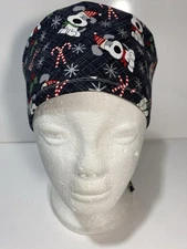 surgical /medical cap unisex tieback style : Dogs Christmas