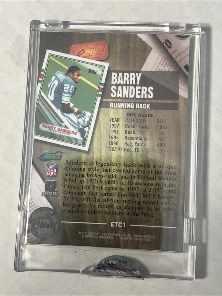 Barry Sanders 2002 eTopps Classics  - Image 2 of 2