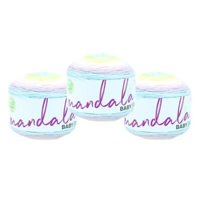 (3 Pack) Lion Brand Yarn 526-228AE Mandala Baby DK Acrylic  Yarn, Diagon Alley