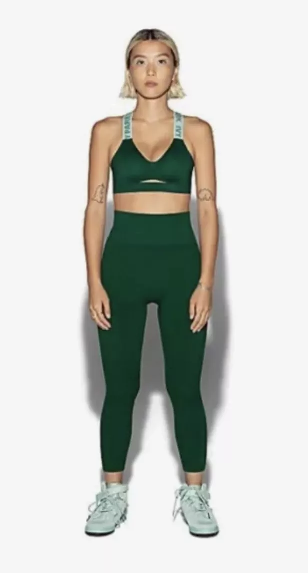 Adidas Ivy Park circular knit 3-stripes Leggings Dark Green Size M