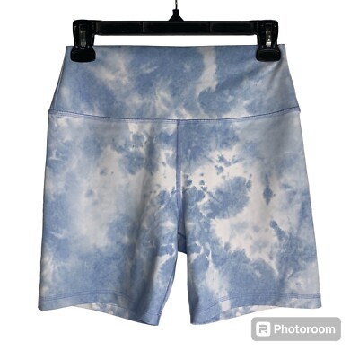 Kavala Shorts Womens M Light Blue Tie Dye Biker Yoga Active Stretch