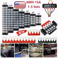 US Dual Row 3-12 Positions 600V 15A Screw Terminal Block Terminal Barrier Strip