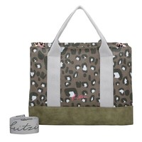Fritzi Aus PreußEn Canvas Tote Bag Schultertasche Leo Jungle Taupe DunkelgrüN