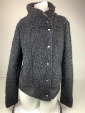 Banana Republic Womens Solid Black Boucle Wool Moto Jacket Button Front Textured