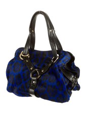 AUTH JIMMY CHOO ODETTE COBALT LEOPARD PRINT PONYHAIR LARGE TOTE RET 3295 BARGAIN