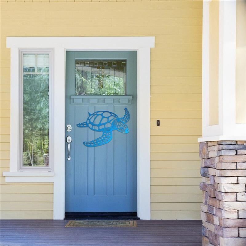 NEW Blue Metal Sea Turtle Beach Theme Wall Art Home Decoration Ocean new-blue-metal-sea-turtle-beach-theme-wall-art-home-decoration-ocean