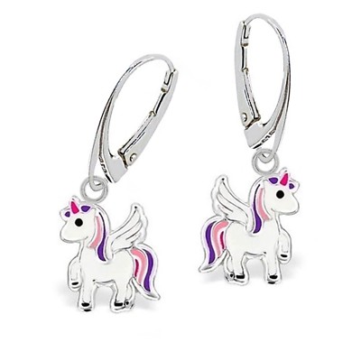 Pegasus Einhorn Brisur Ohrhänger 925 Sterling Silber Pferd Mädchen Ohrringe