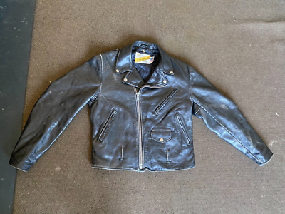 schott perfecto double rider leather black motorcycle jacket sz 38