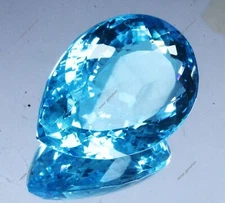 121.30 Ct Natural Certified Brazilian Pear Cut Blue Topaz Loose Gemstone AAAA