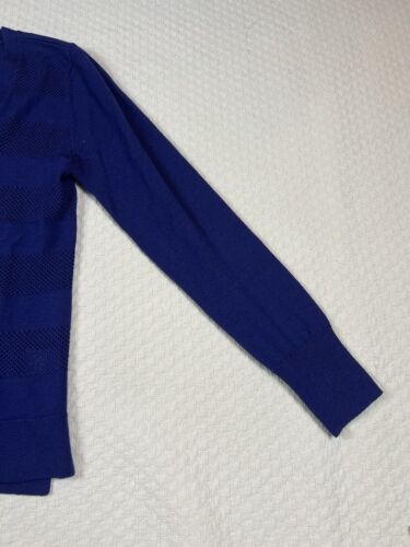 Halogen Merino Wool Cardigan Knit Crochet Sweater | Blue | Womens Size Medium - Picture 3 of 14