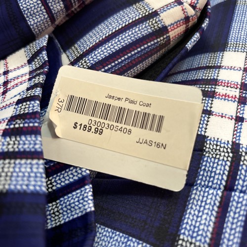 MOD Mark Of Distinction Blue Jasper Plaid Mens Jacket Size 37R Slim Fit New - Picture 16 of 18