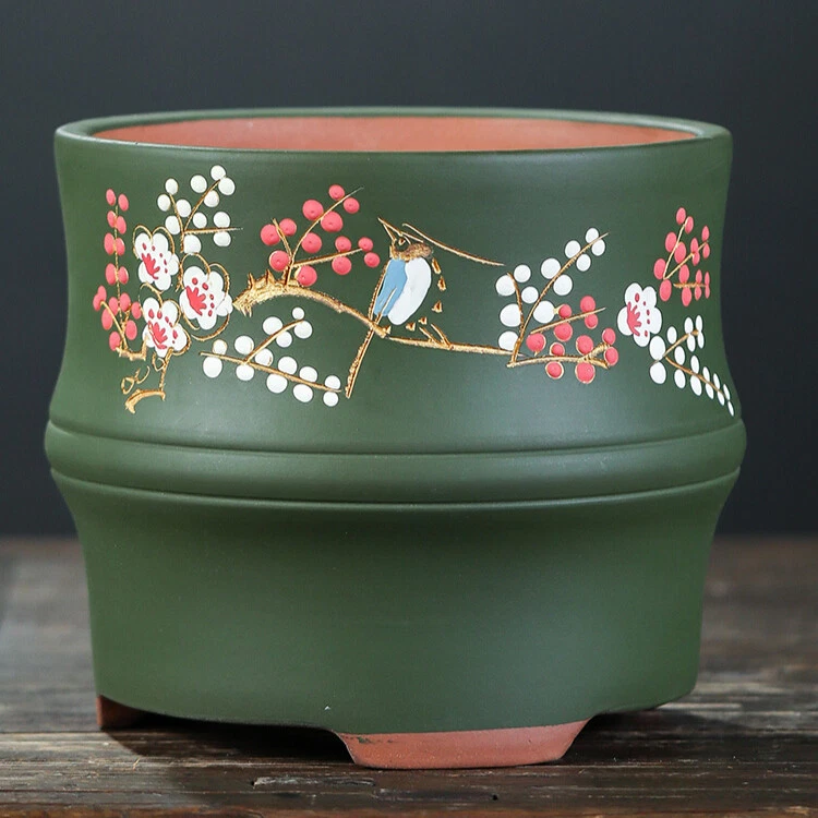 Vaso de flores de argila roxa de orquídea suculenta bacia de bonsai vaso de flores de cerâmica - Imagem 2 de 4