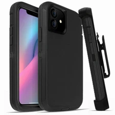 For iPhone 11 Shockproof Phone Case Hard Defender Black Cover With Belt Clip