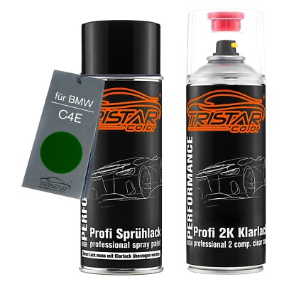 Autolack 2K Spraydosen Set für BMW C4E Sanremo Green Metallic Basis 2K Klarlack
