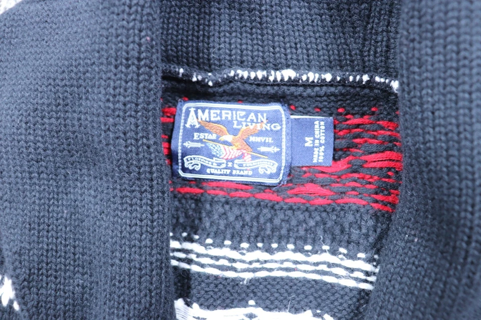 Chaleco Suéter American Living Mujer M Negro Cable Tejido Botón Frontal Geométrico  Foto 4 de 4