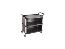 Rubbermaid Commercial RCP 4093 BLA Utility Cart With Enclosed End Panels On 3 Si