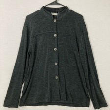 Chico's Travelers Slinky Knit Dark Gray Long Sleeve Button Jacket Large