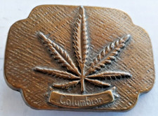 Columbian belt buckle with cannabis marijuana leaf 3" long unbranded 3268