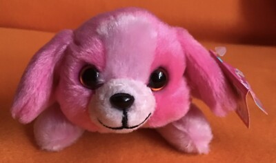 Russ Petooties Pets Pink Puppy Dog (Beagle?) Soft Plush Toy Small 5”  UK