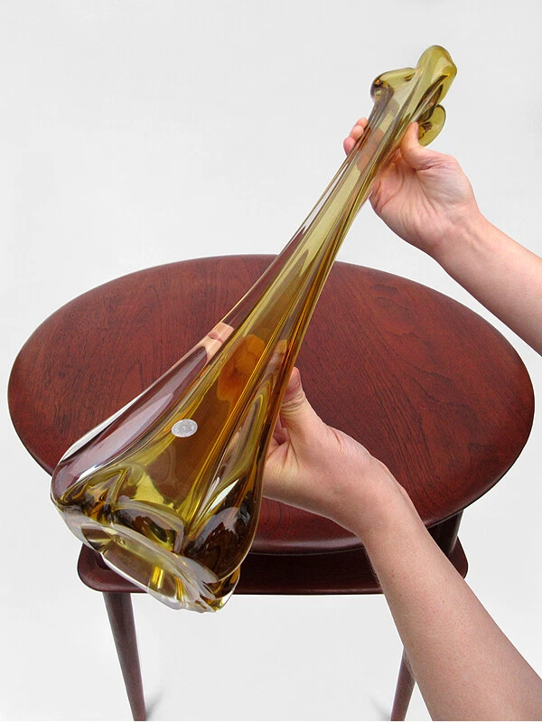 Jarrón de vidrio de arte moderno de mediados de siglo pieza central alta de verano Murano Italia años 50 Foto 3 de 4