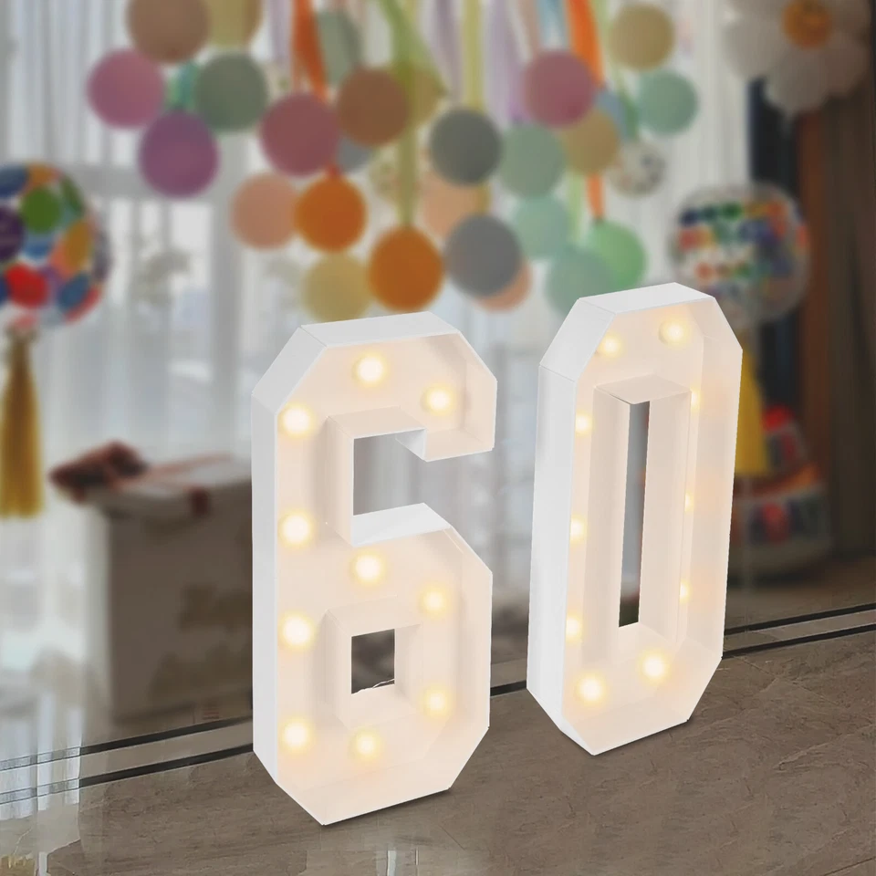 60 Light Up Numbers 60th Birthday Party Decoration Light Up Numbers Decorations - Image 3 of 4