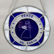 Stained Glass Peace On Earth Christmas Suncatcher Hanging Window Decor 11 3/4"