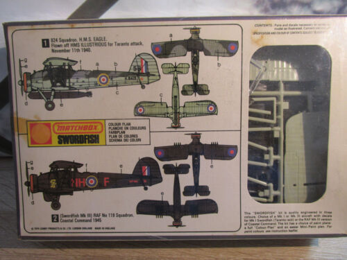 1/72 Matchbox Fairey Swordfish Mk III Britsh Torpedo Bomber Kit #PK-112 Sealed - Picture 2 of 6